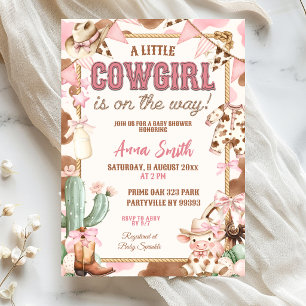 Roze Kleine Cowgirl Op Weg Baby Shower Kaart