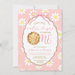 Roze Kleine Cutie Pie Eerste Verjaardag Daisy Bloe Kaart