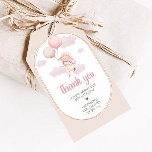 Roze kleine lammetje baby shower favor tags cadeaulabel