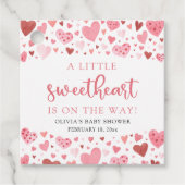 Roze Kleine Liefje Valentijnsdag Baby shower Bedankjes Labels (Voorkant)