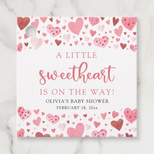 Roze Kleine Liefje Valentijnsdag Baby shower Bedankjes Labels (Voorkant)