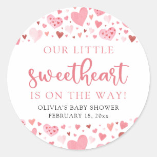 Roze Kleine Liefje Valentijnsdag Baby shower Ronde Sticker