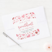 Roze Kleine Liefje Valentijnsdag Baby shower Vierkante Sticker (Envelop)