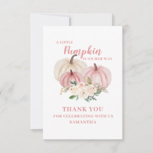 Roze Kleine Pompoen Baby Shower Bedankkaart