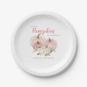 Roze kleine pompoen gepersonaliseerd Baby shower Papieren Bordje