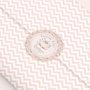 Roze kleine pompoen Herfst Baby shower Dank u Ronde Sticker