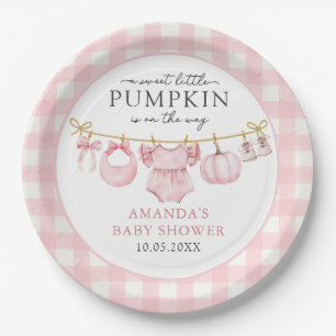 Roze Kleine Pompoen Herfst Baby shower Papier Bord