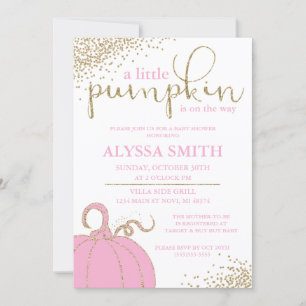 Roze Kleine Pompoen Herfst Baby Shower Uitnodiging