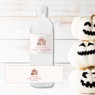 Roze Kleine Pompoen Herfst Meisje Baby shower Waterfles Etiket
