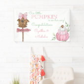 Roze Kleine Pompoen Patch Meisje Baby shower Spandoek (Insitu)