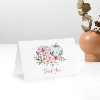 Roze kleine pompoenBaby shower Bedankkaart
