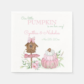 Roze Kleine Pompoenveld Meisje Baby Shower Servetten
