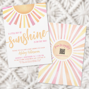 Roze kleine straal van zonneschijn Baby shower Kaart