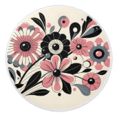 Roze kleur pop floral keramische knop (Voorkant)