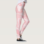 Roze, kleurbaar wolkenpatroon, warm roze en wit leggings (Rechts)