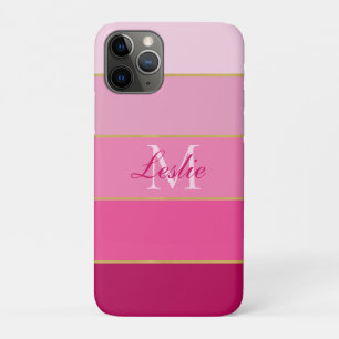 Roze kleuren blok gepersonaliseerd iPhone 11 pro hoesje