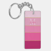 Roze kleuren blok gepersonaliseerd sleutelhanger (Voorkant Links)