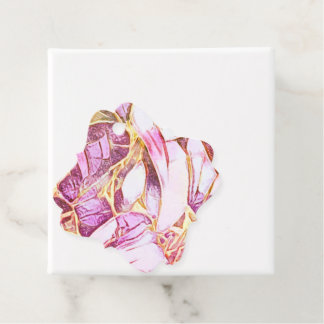  roze kleuren en faux goudbloem bedankjes labels