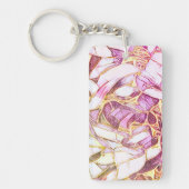 roze kleuren en faux goudbloem sleutelhanger (Voorkant)