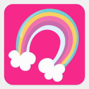 roze kleurige regenboog vierkante sticker