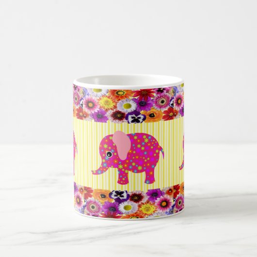 Roze kleurige Varkenspijn Gele Stripe Mok (Center)