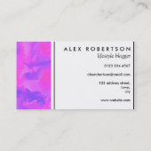 Roze kleurkleurstof, paars en blauw visitekaartje (Achterkant)