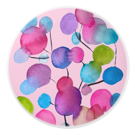 Roze kleurrijk leuk abstract kunstontwerp keramische knop (Voorkant)