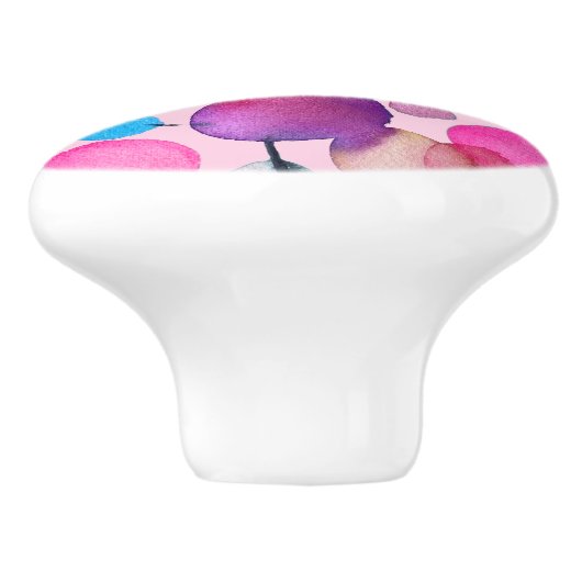 Roze kleurrijk leuk abstract kunstontwerp keramische knop (Zijkant)