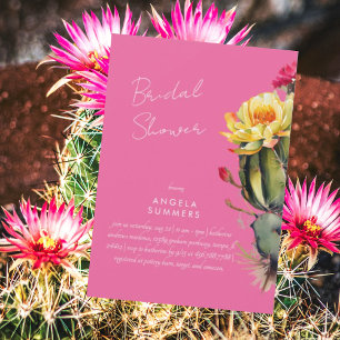 Roze Kleurrijke Cactus Bruiloft Feest Uitnodiging