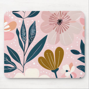 Roze Kleurrijke Esthetische Bloemen Muismat