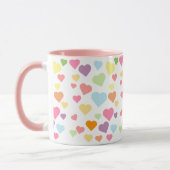 Roze Kleurrijke Harten Patroon Stijlvol Schattige Mok (Links)