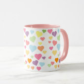 Roze Kleurrijke Harten Patroon Stijlvol Schattige Mok (Voorkant rechts)