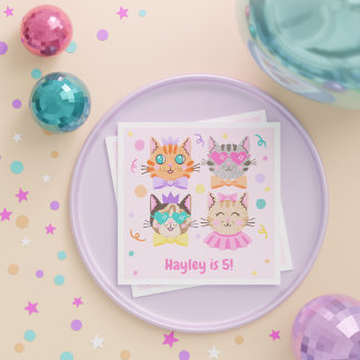 Roze Kleurrijke Kitten Kat Meisjes Kinderen Verjaa Servet