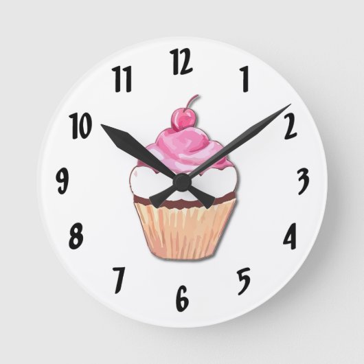 Roze klokkast voor cupcake ronde klok (Voorkant)