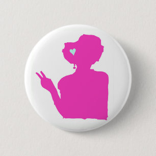 Roze knop voor dame ronde button 5,7 cm