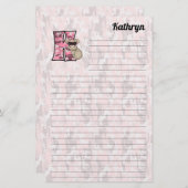 Roze Koala Mongram Letter K Lined Briefpapier (Voorkant / Achterkant)