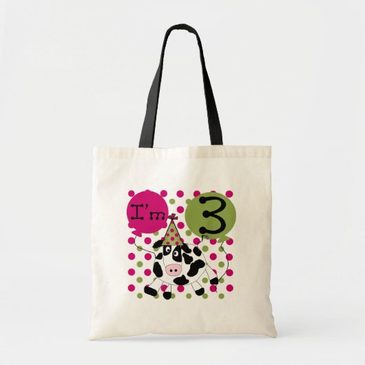 Roze Koe 3e verjaardag overhemden en cadeaus Tote Bag (Voorkant)