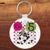 Roze Koe 5e Verjaardag Tshirts en geschenken Sleutelhanger (Voorkant)