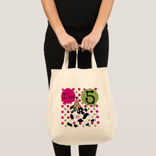 Roze Koe 5e Verjaardag Tshirts en geschenken Tote Bag (Voorkant (product))
