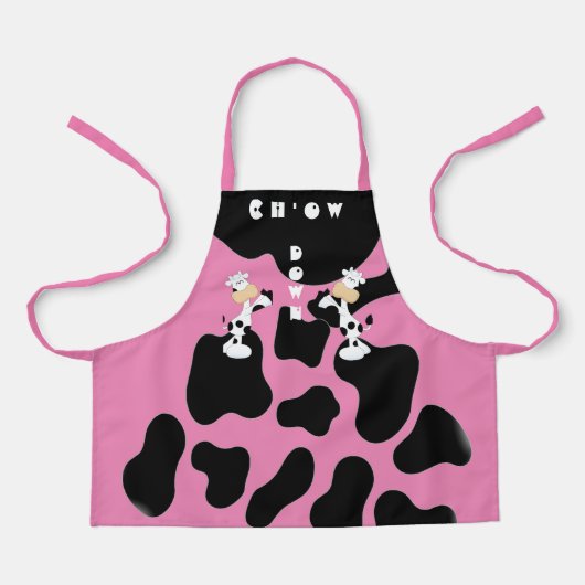 Roze Koe Chow All-Over Print Schort (Voorkant)