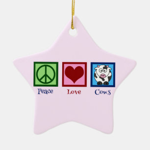 Roze Koe Keramisch Ornament