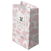 Roze Koe Patroon Gift Bag Klein Cadeauzakje (Voorkant Gekanteld)