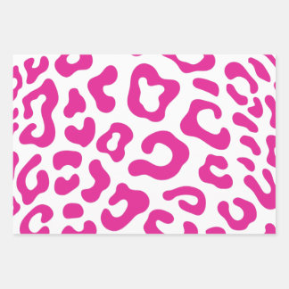 roze koe print pastel leopard dierpatroon inpakpapier vel