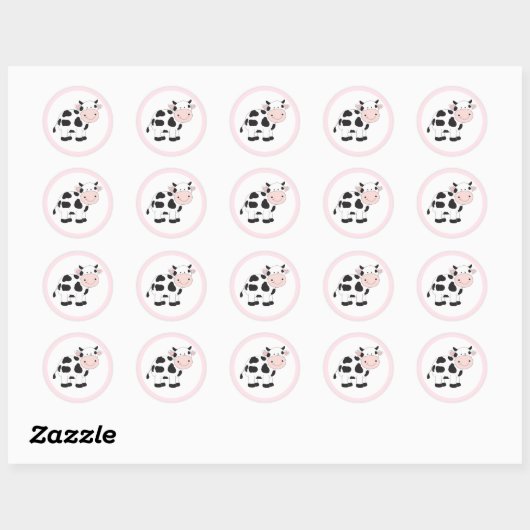 Roze Koe Stickers (Vel)