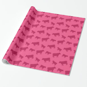 Roze koeienpatroon cadeaupapier