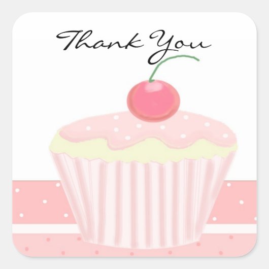 Roze koekje Dank je Vierkante Sticker (Voorkant)