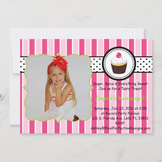 Roze koekje uitnodigen kaart (Voorkant)