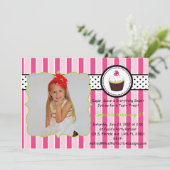 Roze koekje uitnodigen kaart (Staand voorkant)