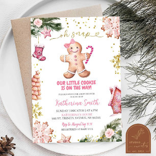 Roze koekjes Gingerbread Oh Snap Baby shower Kaart
