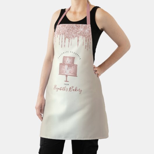 Roze koekjesbakkerij Chef Glitter Drift Script Gol Schort (Insitu)